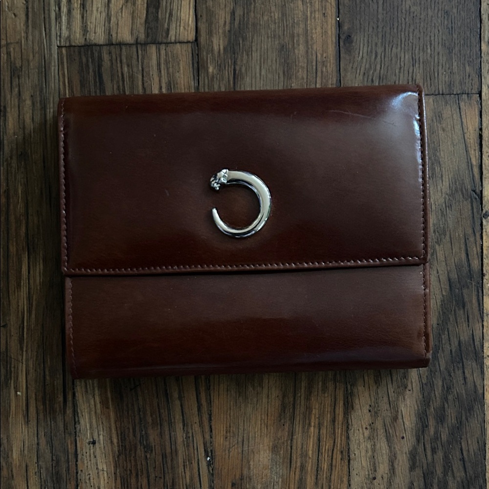 Cartier Brown Leather Wallet with Silver Button
